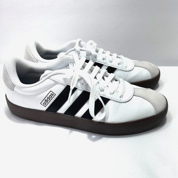 Adidas VL Court 3.0  Athletic Leather Men's Shoes Sneakers White Black US 9.5 - Picture 2 of 7